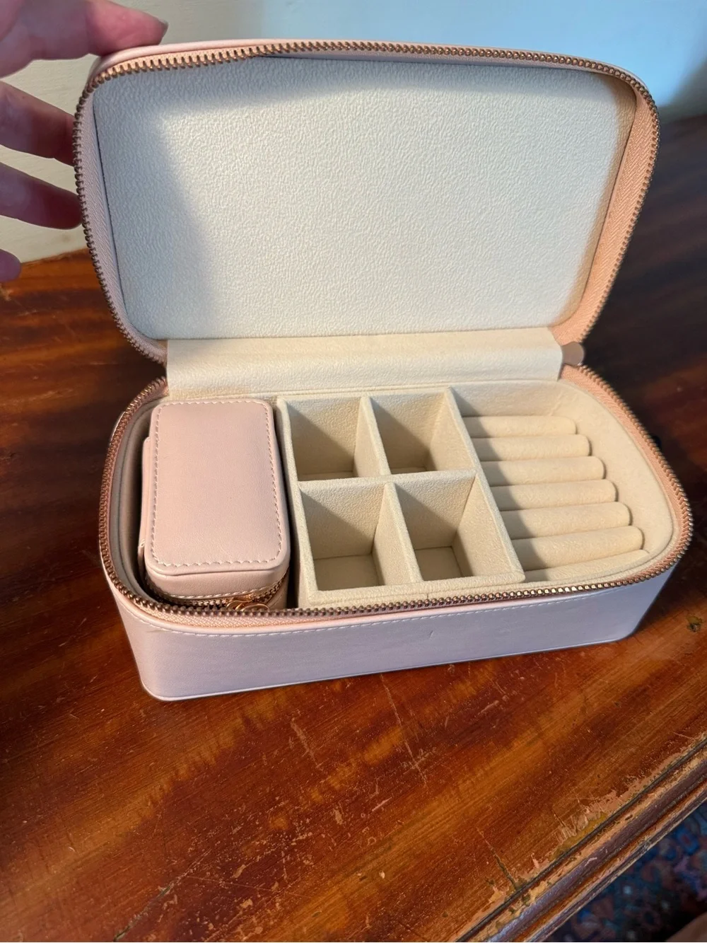 Compact Pink Travel Jewelry Organizer
